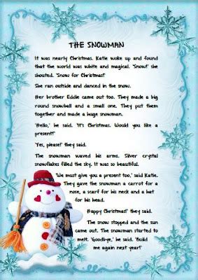Snowman Short Story Printable